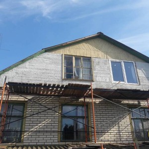 Отделка фасада панелями Блок Хаус (Blockhouse) Тимберблок Дуб золотой