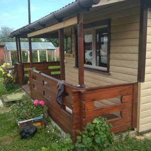 Отделка фасада панелями Блок Хаус (Blockhouse) Тимберблок Ясень золотистый