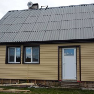Отделка фасада 120м2 сайдингом Альта-Профиль золотистый Корабельный брус