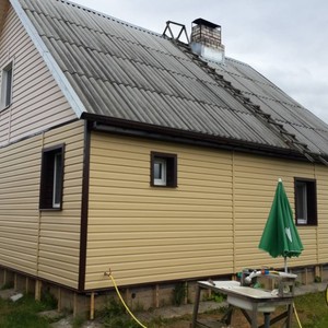 Отделка фасада 120м2 сайдингом Альта-Профиль золотистый Корабельный брус