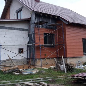 Отделка фасада металлическим сайдингом МеталлПрофиль Корабельная доска Мореный дуб Матовая Глянцевая