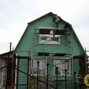 Отделка фасада панелями Канада Плюс Престиж Фисташковый